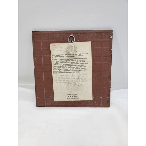 Vintage R.C. Gorman Chile Picker Tile 7 3/4" Square - Picture 4 of 4